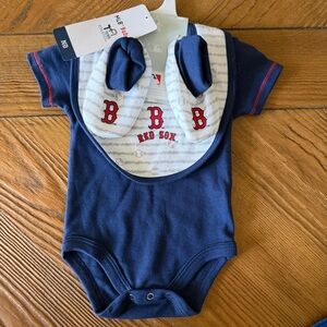MLB Red Sox Navy Infant Onesie with Bib and Booties